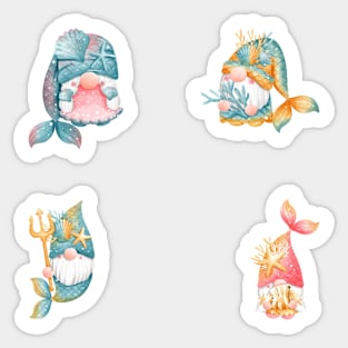 Cute Mermaid Gnomes Little Mermaid Fantasy Artwork Sea Life Sticker